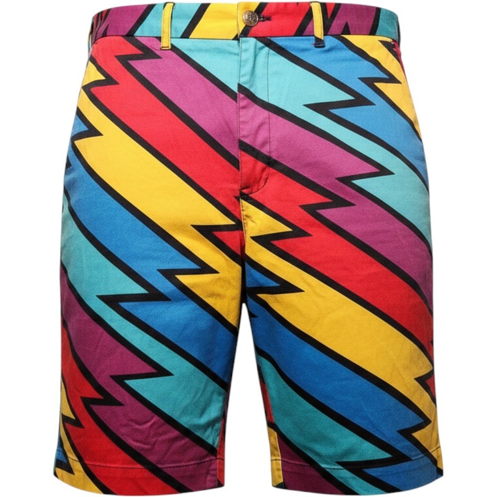 Loudmouth Golf Shorts Mens 40 Multi Color Polka Dot Zig Zag Bold Pattern